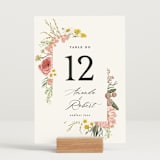 "Organic Florals" - Table Numbers in Blush by Susan Moyal - Displayed (stand not included)