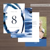 "Wedded Watercolor" - Table Numbers in Ocean by Mary Gaspar - Back of Card Options