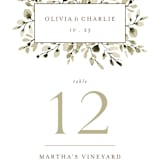 "Wedding Fields" - Table Numbers in Fern by Chris Griffith - Detail