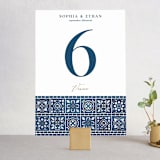 "Mediterranean Tiles" - Table Numbers in Ocean by GeekInk Design - Front