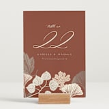 "Leaf Cascade" - Table Numbers in Latte by Alethea and Ruth - Displayed (stand not included)