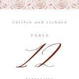 "Terracotta" - Table Numbers in Rust by Kanika Mathur - Detail