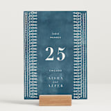 "Kantha Quilt" - Table Numbers in Indigo by Nazia Hyder - Displayed (stand not included)