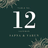 "Engraved Paisley" - Table Numbers in Cardamom by Oma N. Ramkhelawan - Detail