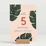 "Tropical Oasis" - Table Numbers in Coral by Joanna Griffin - Displayed (stand not included)
