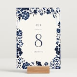 "brushstrokes in bloom" - Table Numbers in Indigo by Angela Marzuki - Displayed (stand not included)