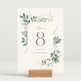 "Grove" - Table Numbers in Fern by Everett Paper Goods - Displayed (stand not included)