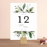 "Greenery Banner" - Table Numbers in Navy by Susan Moyal - Front