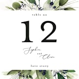 "Greenery Banner" - Table Numbers in Navy by Susan Moyal - Detail