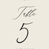 "Tilted Script" - Table Numbers in Ivory by Hannah Williams - Detail