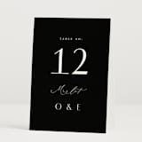 "Modern Classic Names" - Table Numbers in Onyx by Emily Betts - Folded