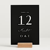"Modern Classic Names" - Table Numbers in Onyx by Emily Betts - Displayed (stand not included)