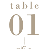 "Floral Ampersand Monogram" - Table Numbers in Toffee by Amanda Day - Detail