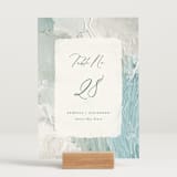 "Tidal Wave" - Table Numbers in Aqua by Hooray Creative - Displayed (stand not included)