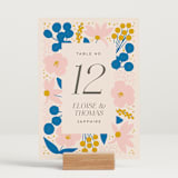 "Blossoms Abound" - Table Numbers in Cobalt by Genna Blackburn - Displayed (stand not included)