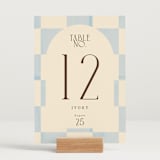 "Checker Wash" - Table Numbers in Ivory by Baumbirdy - Displayed (stand not included)