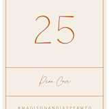"Modern Ticket" - Table Numbers in Rust by Alethea and Ruth - Detail