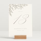 "Romantic Wreath" - Table Numbers in Chantilly by Wildfield Paper Co - Displayed (stand not included)