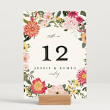 "Forest Flowers" - Table Numbers in Tropical by Susan Moyal - Displayed (stand not included)