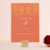 "Heritage Paisley" - Table Numbers in Tangerine by Kanika Mathur - Front