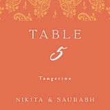 "Heritage Paisley" - Table Numbers in Tangerine by Kanika Mathur - Detail