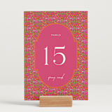 "Varna" - Table Numbers in Fuchsia by Pati Cascino - Displayed (stand not included)