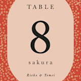 "Japanese Fabric" - Table Numbers in Persimmon by Becky Nimoy - Detail