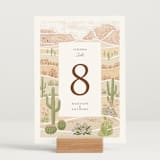 "Westward" - Table Numbers in Red Rock by Paper Sun Studio - Displayed (stand not included)