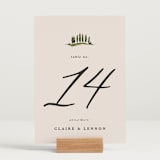 "Tuscan Hill" - Table Numbers in Creme by Kate Ahn - Displayed (stand not included)