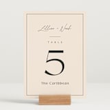 "Modern Aligned" - Table Numbers in Creampuff by Carolyn MacLaren - Displayed (stand not included)