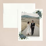 "Echeveria" - Wedding Thank You Cards in Prussian Blue by Susan Moyal - Front