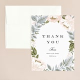 "Peony Floral Frame" - Wedding Thank You Cards in Cornflower by Alethea and Ruth - Front