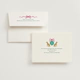 "Whimsical Hand Illustrated Crest" - Wedding Thank You Cards in Peony by Jackie Crawford - FREE Recipient Addressing