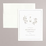 "Monogrammed" - Wedding Thank You Cards in Taupe by Chris Griffith - Front