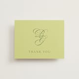"Carlyle" - Flat Wedding Thank You Cards in Chartreuse by Everett Paper Goods - Front