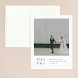 "Stacked date" - Wedding Thank You Cards in Cotton by Amy Kross - Front