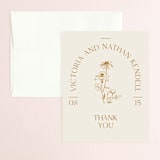 "Floral Type Arch" - Wedding Thank You Cards in Cream by Baumbirdy - Front