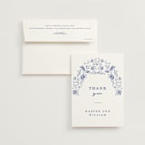 "Daisy Toile" - Wedding Thank You Cards in Blue Willow by Susan Zinader - Front