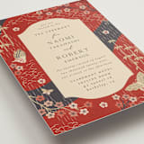 "Japanese Textile" - Tea Ceremony Invitations in Rose by Jennifer Holbrook - Detail
