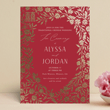 "Garden Vines" - Tea Ceremony Invitations in Ruby by Yaling Hou Suzuki - Front