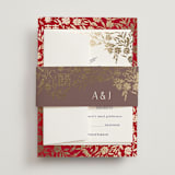 "Garden Vines" - Tea Ceremony Invitations in Ruby by Yaling Hou Suzuki - Assembled with Belly Band