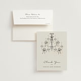 "Hand Illustrated Whimsical Chandelier" - Wedding Thank You Cards in Noir by Jackie Crawford - Front