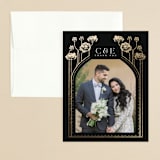 "Nouveau flowers" - Wedding Thank You Cards in Onyx by Ana de Sousa - Front
