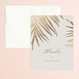 "Gilded Palm" - Wedding Thank You Cards in Sand by Melinda Denison - Front