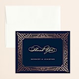"Opulent Border" - Wedding Thank You Cards in Dark Navy by Hooray Creative - Front