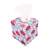 "Scallop Tissue Box Cover in Araminta Blockprint" - Tissue Box Cover in red by Michelle Pham