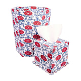 "Scallop Tissue Box Cover in Araminta Blockprint" - Tissue Box Cover in red by Michelle Pham