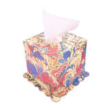 "Hand-Marbled Scallop Tissue Box Cover in Multicolor" - Tissue Box Cover in multicolorassorted-colors by Michelle Pham