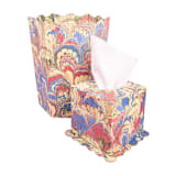 "Hand-Marbled Scallop Tissue Box Cover in Multicolor" - Tissue Box Cover in multicolorassorted-colors by Michelle Pham
