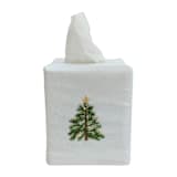 "Holiday Tree Tissue Box Cover" - Tissue Box Cover in green by Virginia Marcello